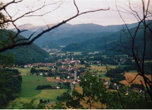 Sicht von den Höhen Bergenbachs auf die Dörfer Oderen und Krüth