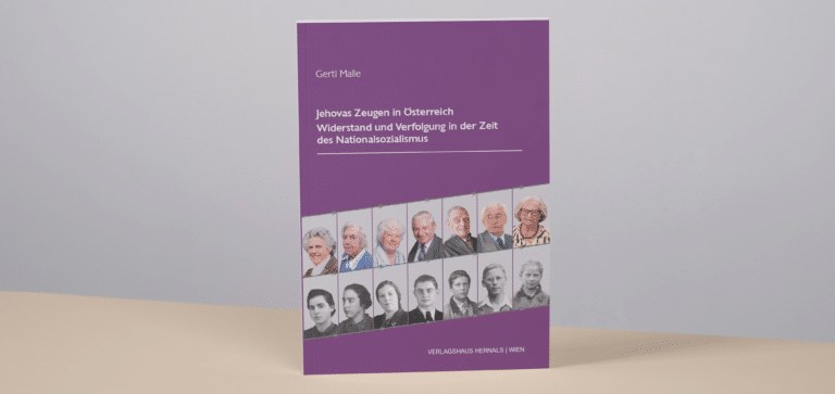 Mock up of the book "Jehovas Zeugen in Österreich - Widerstand und Verfolgung in der Zeit des NS | Gerti Malle" et al